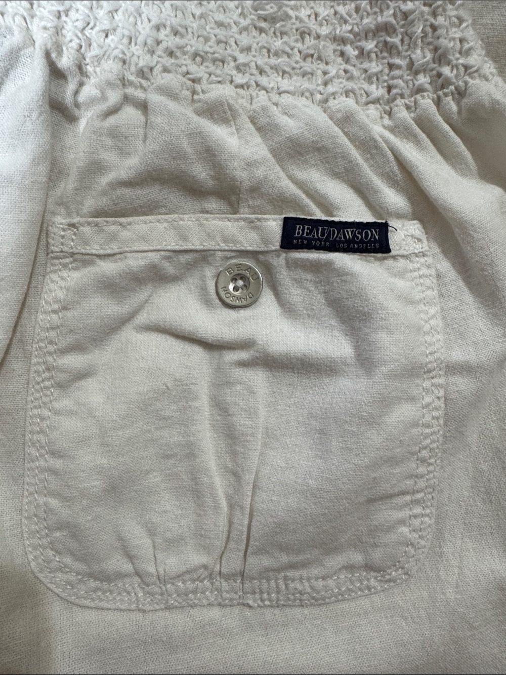 Women’s Wide Leg Drawstring Pants - Cream Large - Picture 5 of 5